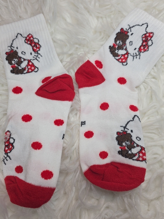 Other - White & Red Kids Character Polka Dot Crew Socks